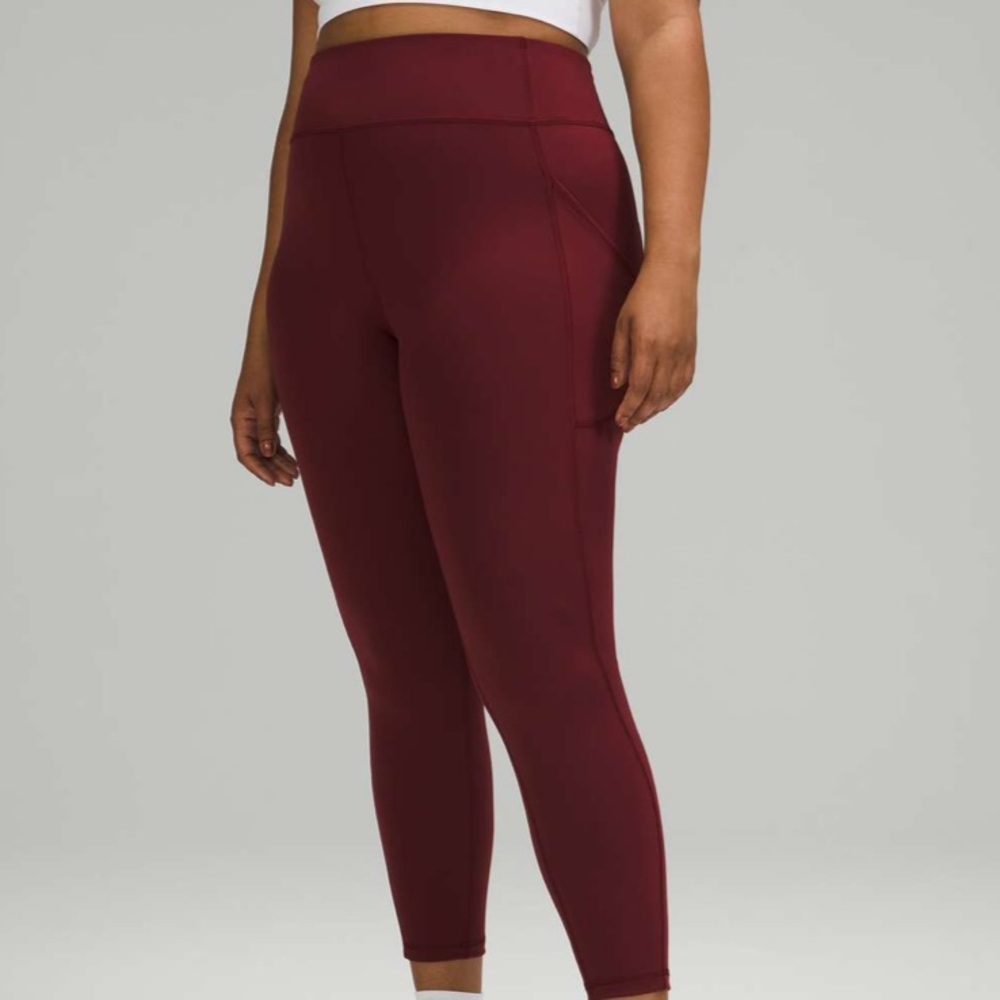 Lululemon invigorated leggings in Merlot with pockets size 8, length 25